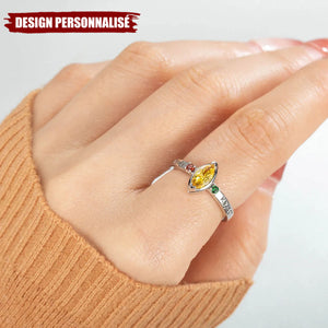Bague Personnalisée avec Pierres de Naissance et Noms Gravés – Cadeau Unique pour Maman
