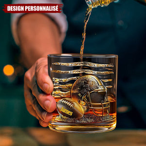 Verre à Whisky Personnalisé – Casque et Ballon de Football Américain