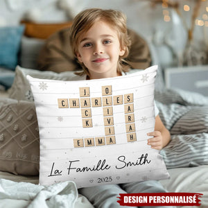Coussin Personnalisé Famille – Cadeau de Noël pour les Membres de la Famille