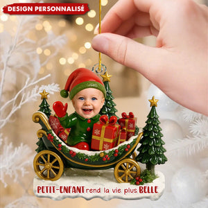 Décoration de Sapin Personnalisée – Traîneau de Noël avec Enfants