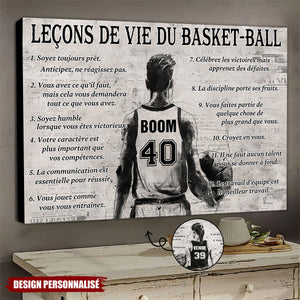 Affiche personnalisée des leçons de vie du basket-ball – Cadeau pour les passionnés de basket-ball