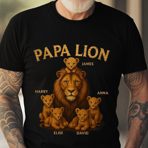 Papa Lion - T-shirt personnalisé pour papa et ses lionceaux