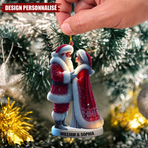 Suspension de Noël Personnalisée - Couple Père Noël et Mère Noël