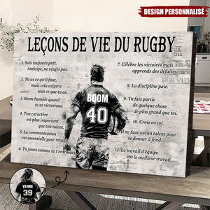Affiche Personnalisée des Leçons de Vie du Rugby – Cadeau pour les Passionnés de Rugby