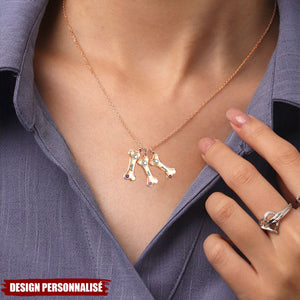 Collier Personnalisé en Forme d’Os - Cadeau Unique pour Amoureux des Animaux