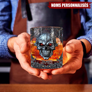 Verre à Whisky Crâne Métallique Personnalisé – Gravure de Nom