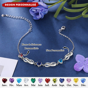Bracelet Infini Personnalisé avec Pierre de Naissance – Cadeau Émotionnel pour Femmes