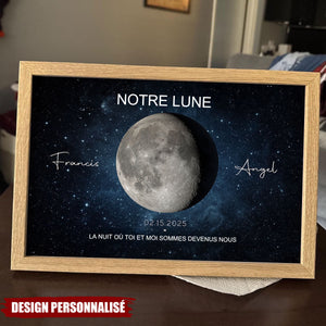 Affiche Personnalisée « Notre Lune » – Poster Romantique avec Noms et Date Spéciale