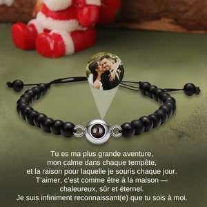 Bracelet Perlé Personnalisé avec Photo en Projection – Cadeau pour couple