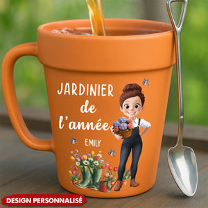 Tasse en Céramique Plante Personnalisée – Cadeau de Jardinage Personnalisé – Ambiance Parent de Plantes – Mug Pot de Fleur