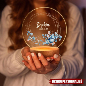 Veilleuse LED Acrylique Personnalisée – Prénom et Date avec Motif les créatures marines