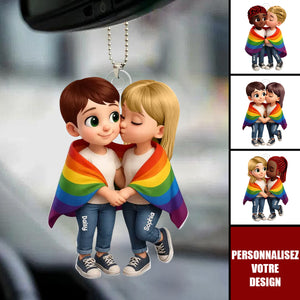 Décoration Voiture Acrylique Personnalisée – Couple LGBT "L’amour est l’amour" Spécial Mois des Fiertés