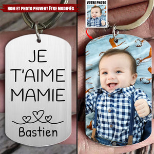 Porte-clés Photo Personnalisé - Porte-clés Gravé avec Message d'Amour