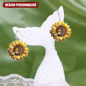 Boucles d’oreilles personnalisées Tournesol – Cadeau Unique pour Maman