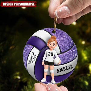 Ornement de Noël Volleyball Personnalisé - Cadeau Unique pour les Fans de Sport