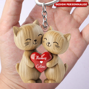 Porte-clés Couple de Chats – Cadeau Mignon et Personnalisé