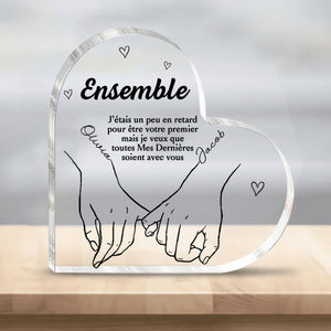 Couple personnalisé personnalisé Plaque acrylique en forme de coeur - cadeau pour mari femme, anniversaire
