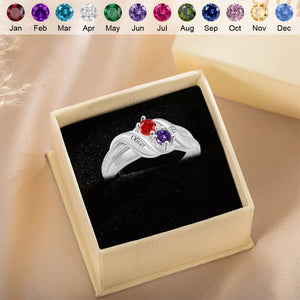 Toujours & Pour Toujours - Bague de Promesse Personnalisée avec Pierres de Naissance pour Couple