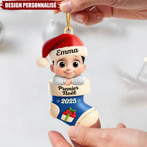 Ornement de Noël Personnalisée – Bébé dans la Botte “Premier Noël 2025”