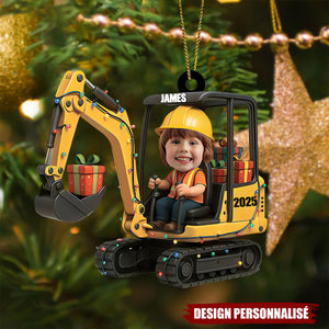 Décoration de Noël Personnalisée – Petit Conducteur de Pelleteuse