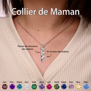 Collier Personnalisé avec Noms de Famille et Pierres de Naissance – Cadeau pour Maman ou Grand-mère
