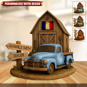 Ferme Familiale Personnalisée avec Camionnette Vintage – Cadeau Unique pour Famille