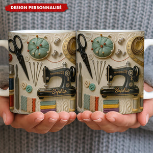 Mug machine à coudre personnalisé - Cadeau pour les amateurs de bricolage