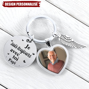 Cadeau commémoratif "Je suis toujours avec toi" – Porte-clés photo personnalisé