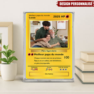 Plaque Acrylique Personnalisée Style Carte de Jeu - Cadeau Unique pour Papa