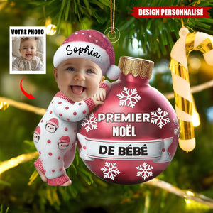 Ornement Bébé Personnalisé – Premier Noël de Bébé avec Photo & Prénom