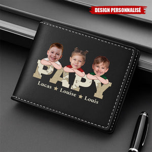 Portefeuille Personnalisé "PAPA" avec Photos d’Enfants – Cadeau Émotionnel pour Papa