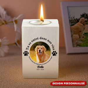 Bougeoir en Bois Personnalisé – Hommage pour Animaux de Compagnie