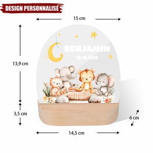 Lampe LED Personnalisée – Animaux de la Savane sous la Lune