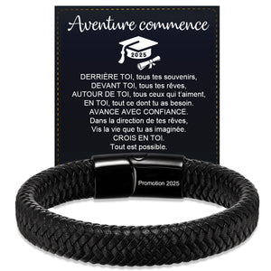 Bracelet en Cuir Personnalisé pour Homme – Cadeaux pour la fête des pères, un anniversaire ou une remise de diplôme