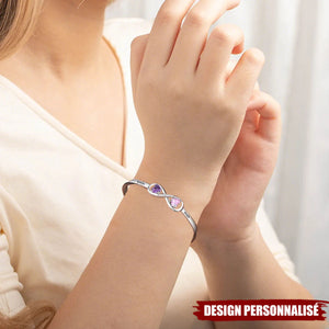 Bracelet Personnalisé avec Noms et Pierres de Naissance en Forme de Cœur - Cadeau Émotionnel et Élégant