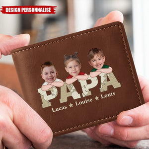 Portefeuille Personnalisé "PAPA" avec Photos d’Enfants – Cadeau Émotionnel pour Papa