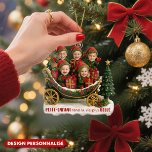 Décoration de Sapin Personnalisée – Traîneau de Noël avec Enfants