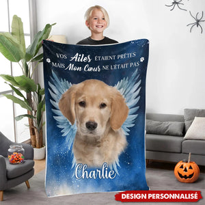 Couverture Personnalisée avec Photo d’Animal – Hommage Émotionnel avec Ailes d’Ange et Prénom
