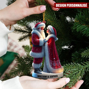 Suspension de Noël Personnalisée - Couple Père Noël et Mère Noël