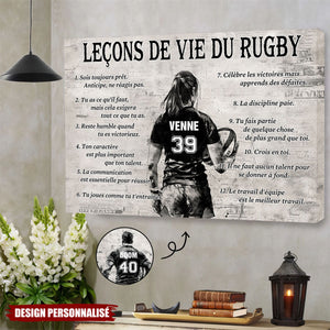 Affiche Personnalisée des Leçons de Vie du Rugby – Cadeau pour les Passionnés de Rugby