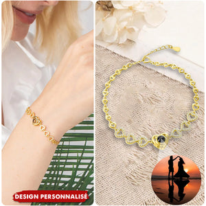 Bracelet Cœur avec Projection Photo – Cadeau Personnalisé d’Amour