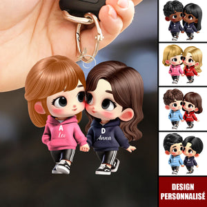 Porte-clés Couple Personnalisé – Mignon et Unique, Cadeau Romantique pour Lui & Elle