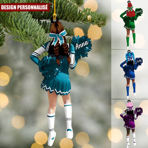 Pom-Pom Girl avec Nom ornement - Cadeau Unique pour Cheerleader
