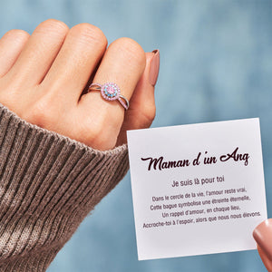 Bague "Maman d’un Ange" – Design Personnalisé avec Pierres Roses et Bleues