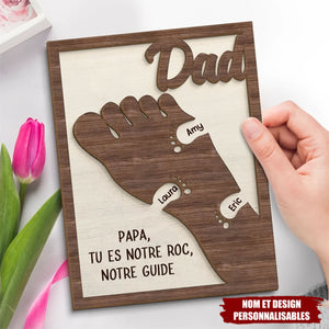 Empreinte de Papa – Panneau en Bois Personnalisé à 2 Couches avec Support – Famille