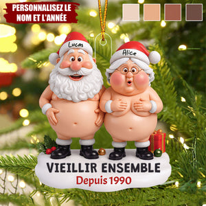 Ornement Personnalisé de Couple Père Noël – Personnalisez Noms et Année