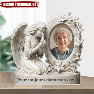 Hommage Éternel – Plaque Commémorative Personnalisée avec Ange et Photo