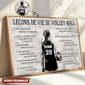 Affiche Personnalisée Leçons de Vie du Volley-ball – Cadeau pour les Amoureux du Volley-ball