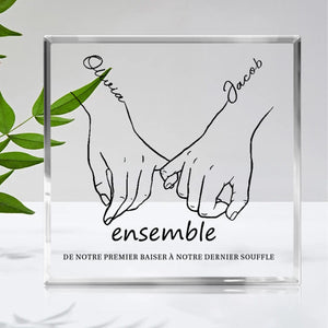 Je t’aime pour toujours et toujours - Couple personnalisé personnalisé carré en forme de Plaque acrylique - cadeau pour mari femme, anniversaire