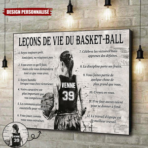 Affiche personnalisée des leçons de vie du basket-ball – Cadeau pour les passionnés de basket-ball